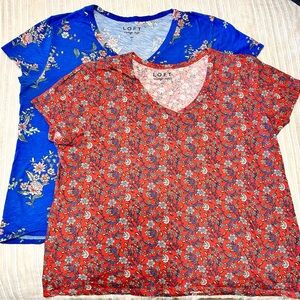 *Lot of 2* LOFT Vintage Soft T-shirts, floral print, sz L